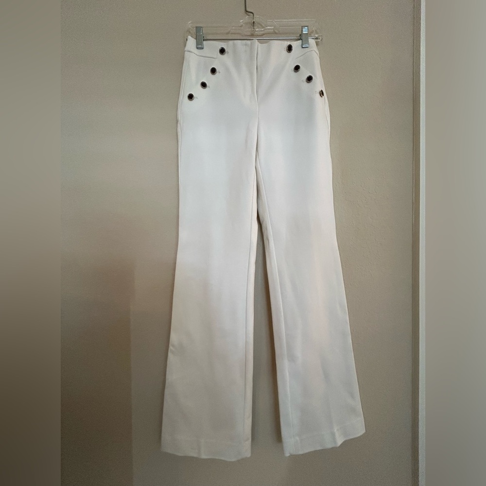 White House Black Market Nautical Slim Flare Pants - White Size 2